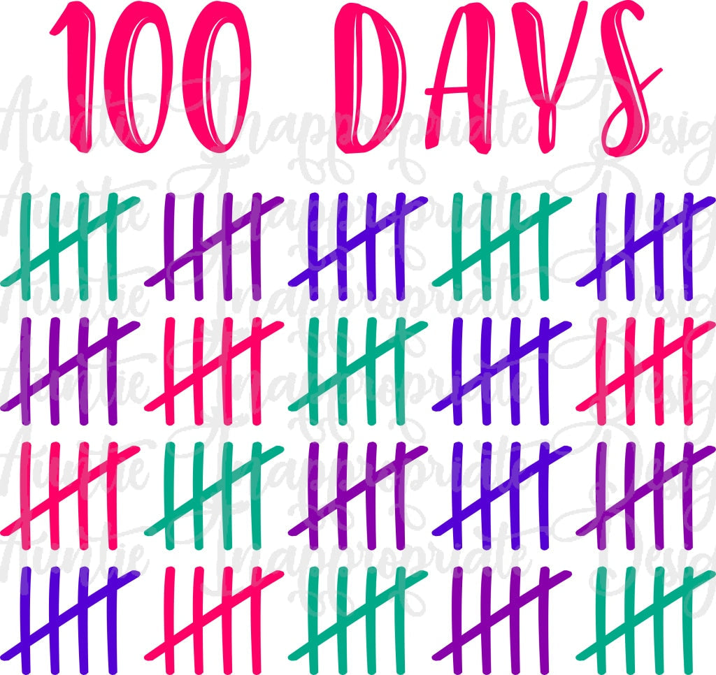 100 Days Of School Hash Marks Digital Svg File