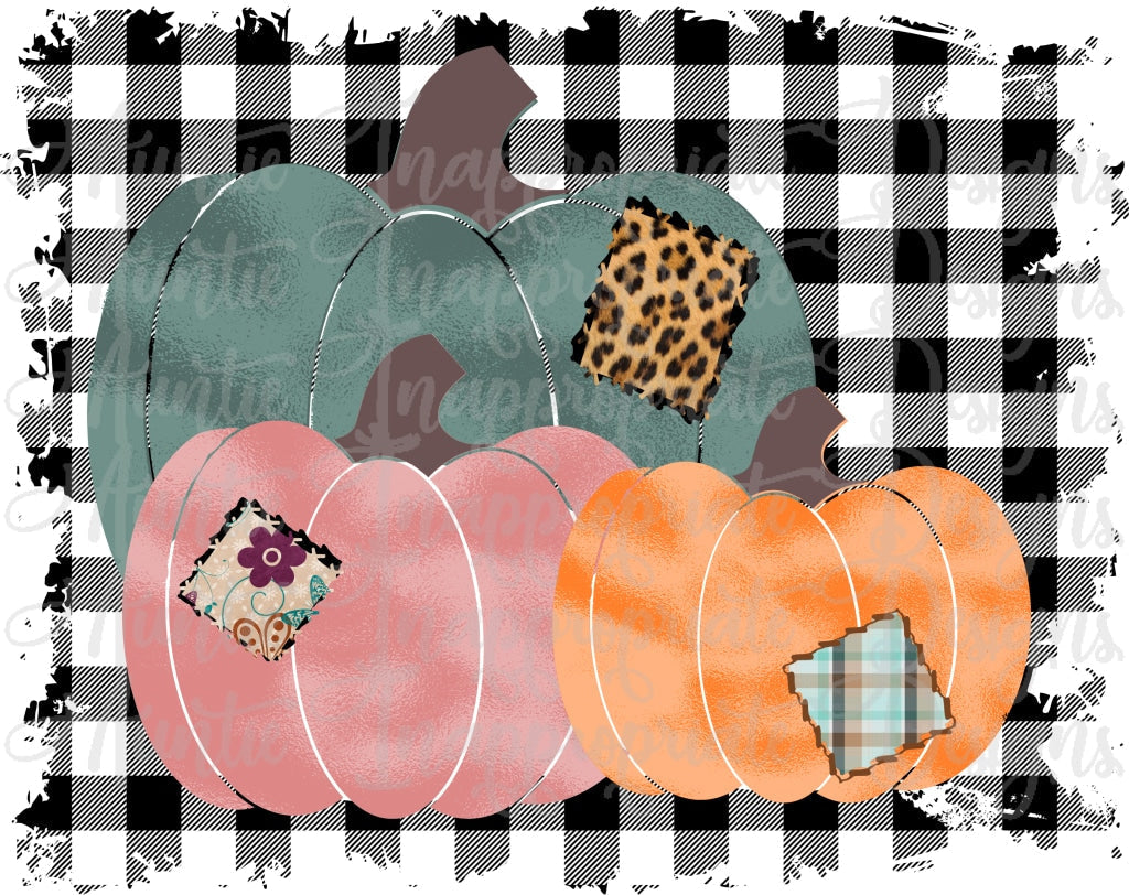 3 Pumpkins Plaid Background Sublimation File Png Printable Shirt Design Heat Transfer Htv Digital