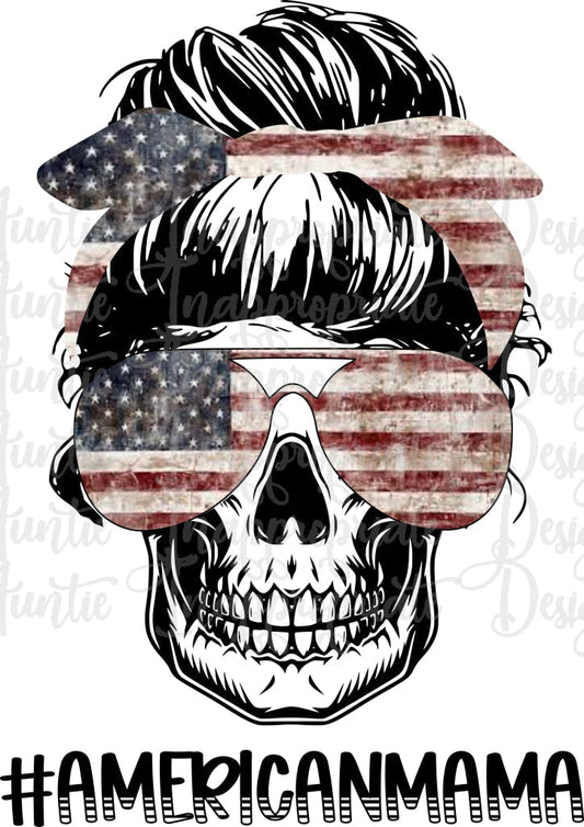 American Mama Skull Sublimation File Png Printable Shirt Design Heat Transfer Htv Digital File