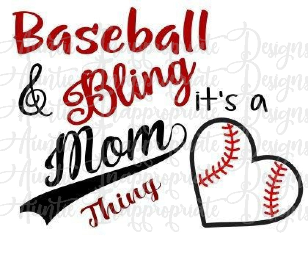 Baseball And Bling Mom Digital Svg File