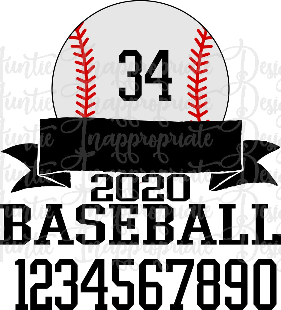 Baseball With Banner All Numbers Included Digital Svg File