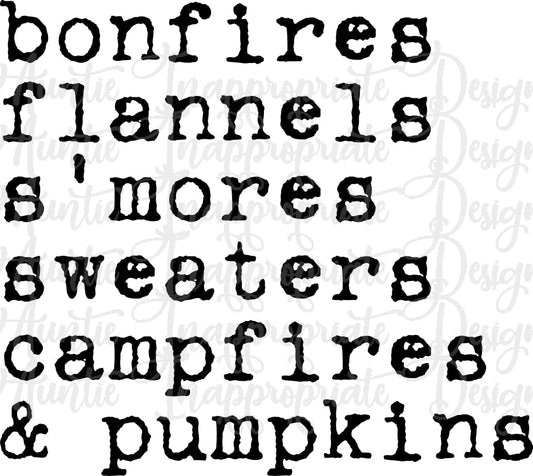 Bonfires Flannels Digital Svg File