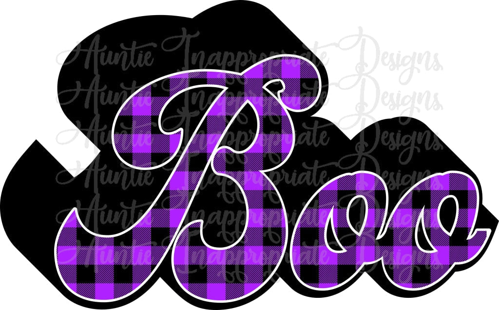 Boo Purple Plaid Sublimation File Png Printable Shirt Design Heat Transfer Htv Digital File