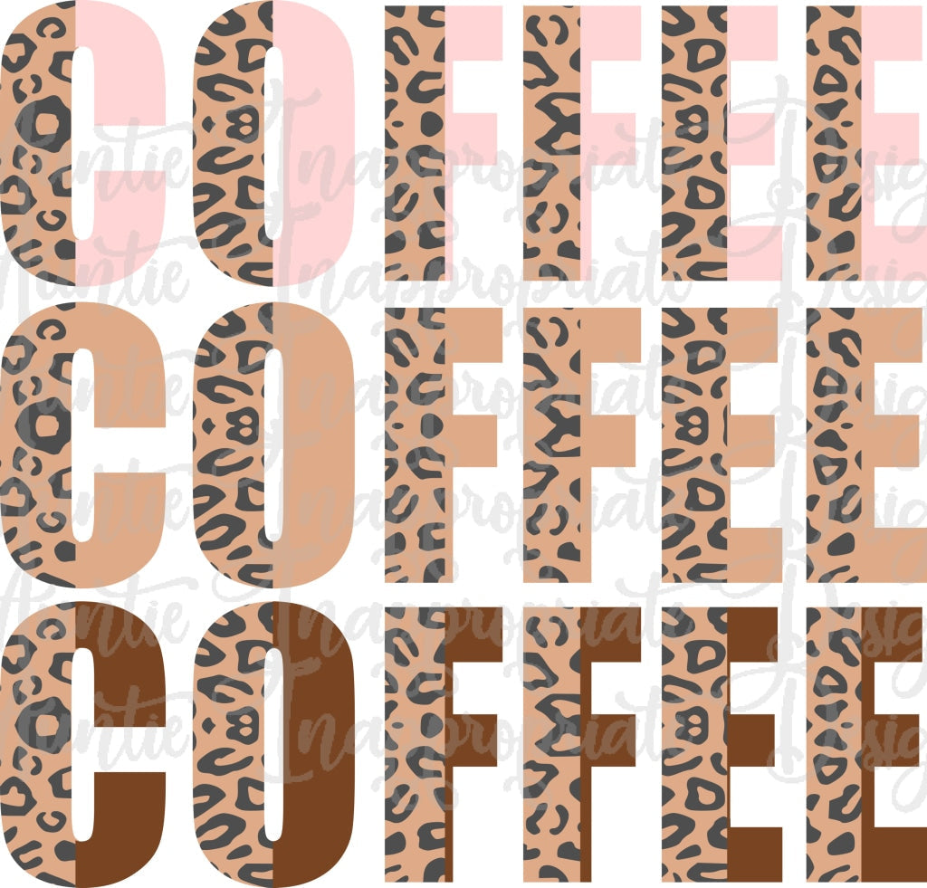 Coffee Leopard Sublimation File Png Printable Shirt Design Heat Transfer Htv Digital File