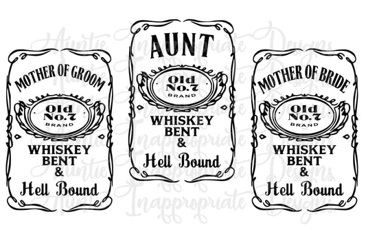 Copy Of Whiskey Bent And Veil/hell Bound Bridal Party Mother/aunt Design Digital Svg File
