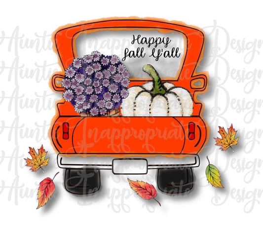 Fall Truck With Mums And Pumpkin Sublimation File Png Printable Shirt Design Heat Transfer Htv