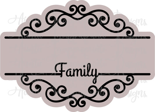 Family Scroll With Backing Laser Ready Digital Svg File