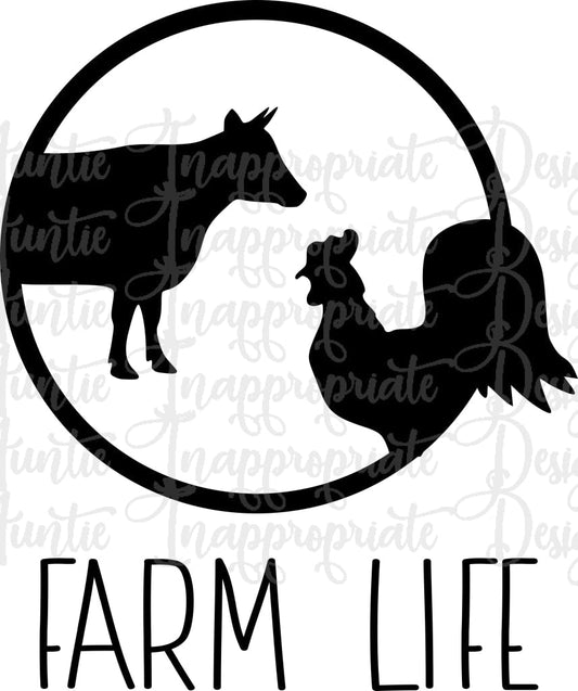 Farm Life Cow And Chicken Digital Svg File