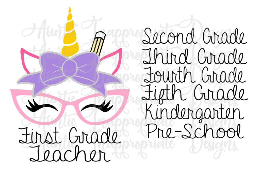 Grade School Teacher Unicorn Digital Svg File Bundle