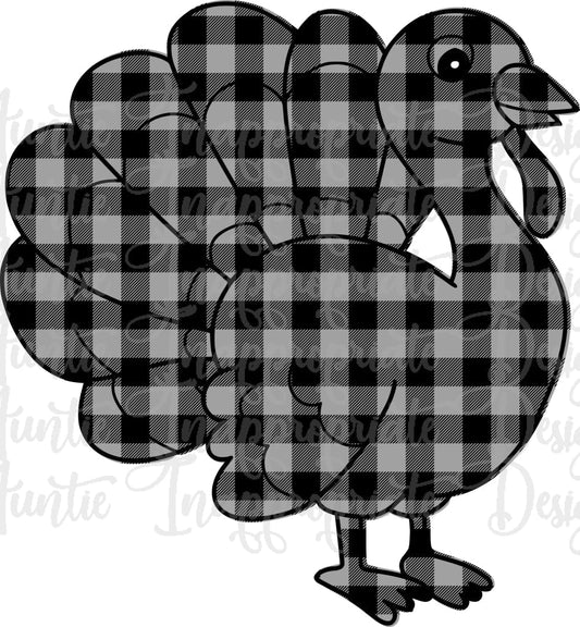 Gray Buffalo Plaid Turkey Sublimation File Png Printable Shirt Design Heat Transfer Htv Digital File