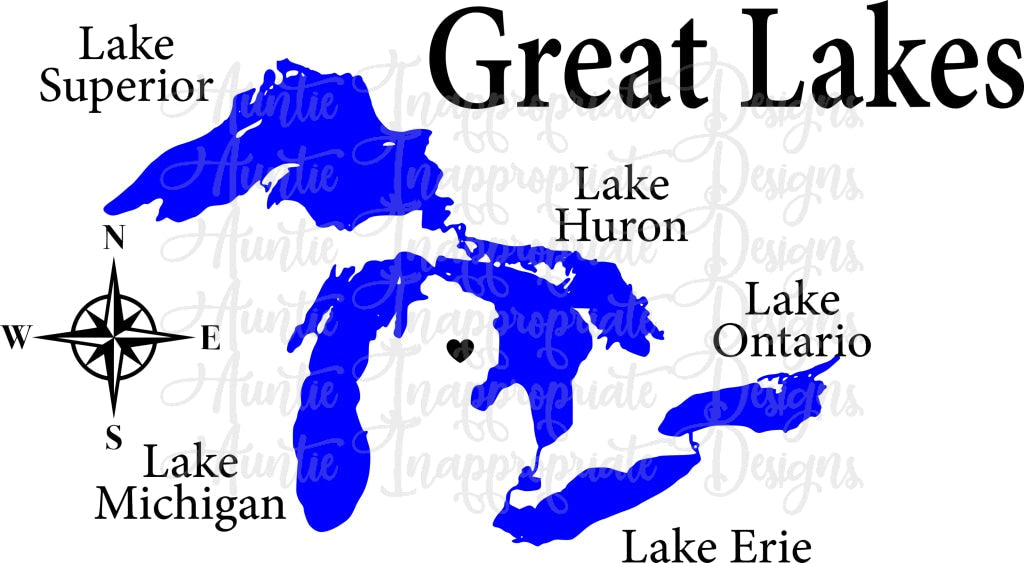 Great Lakes Map Michigan Digital Svg File