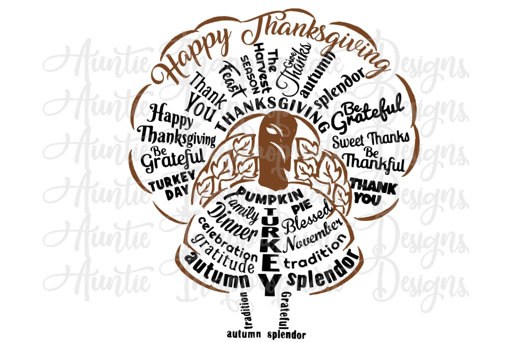 Happy Thanksgiving Turkey Digital Svg File