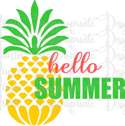 Hello Summer Pineapple Digital Svg File