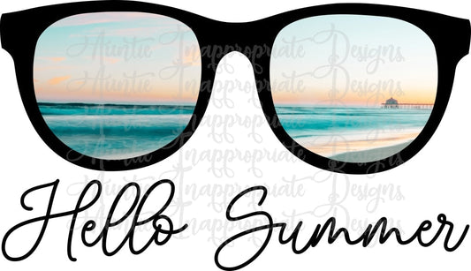 Hello Summer Sunglasses Sublimation File Png Printable Shirt Design Heat Transfer Htv Digital File