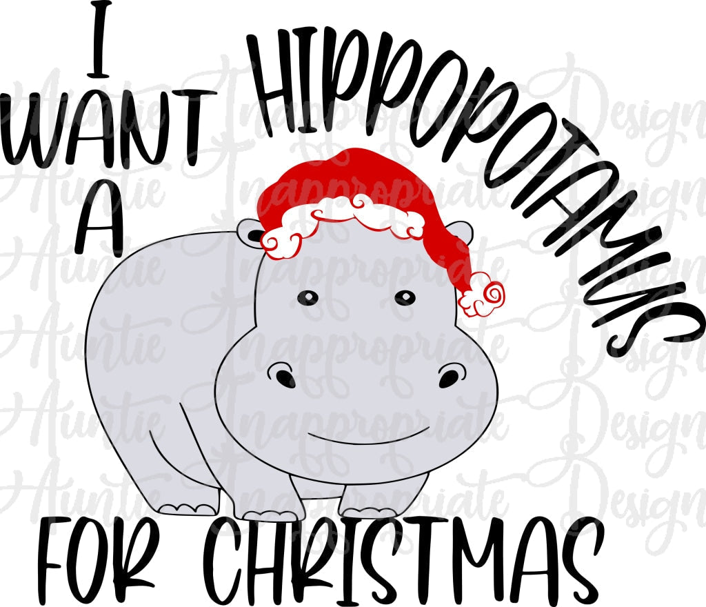 Hippopotamus For Christmas Digital Svg File