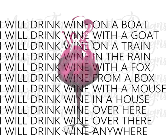 I Will Drink Wine Anywhere Sublimation File Png Printable Shirt Design Heat Transfer Htv Digital
