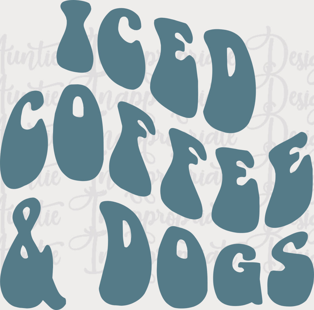 Iced Coffee & Dogs Wavy Digital Svg File