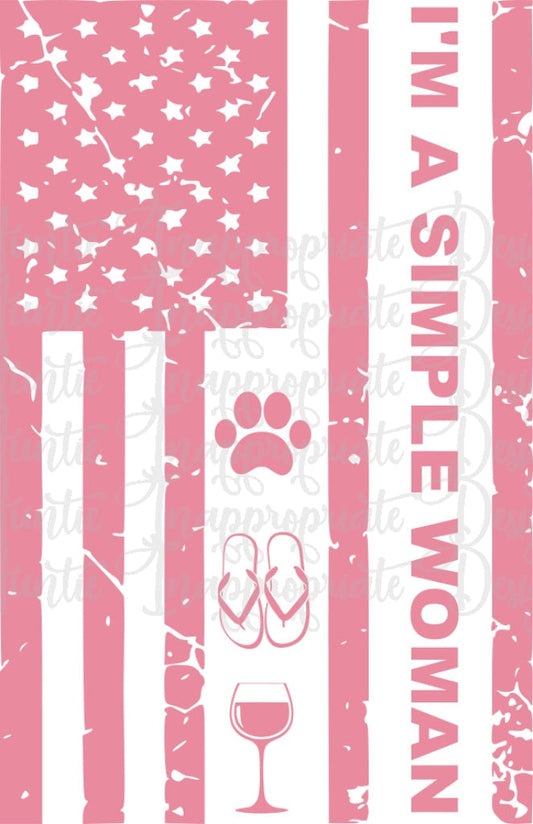 Im A Simple Woman Flag Dog Wine Flip Flops Digital Svg File