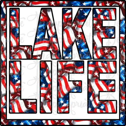 Lake Life Flag Sublimation File Png Printable Shirt Design Heat Transfer Digital File