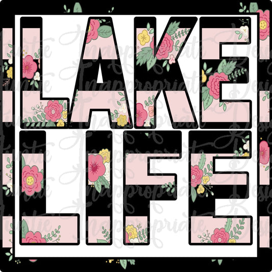 Lake Life Floral Stripe Sublimation File Png Printable Shirt Design Heat Transfer Htv Digital File