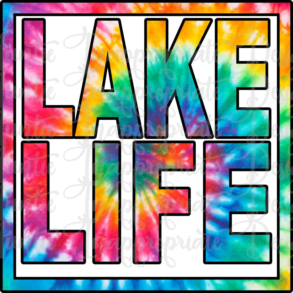 Lake Life Tye Dye Sublimation File Png Printable Shirt Design Heat Transfer Digital File