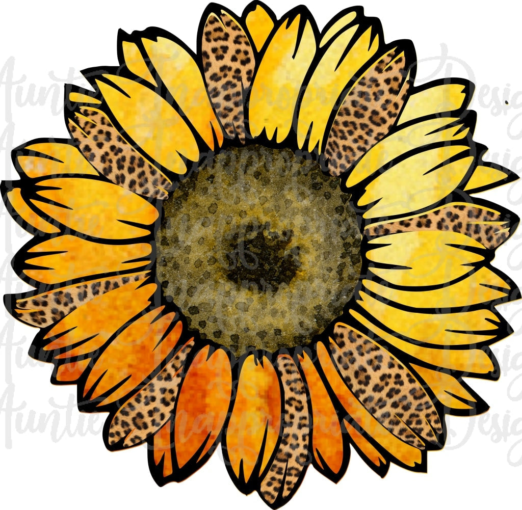 Leopard Sunflower Sublimation File Png Printable Shirt Design Heat Transfer Htv Digital File