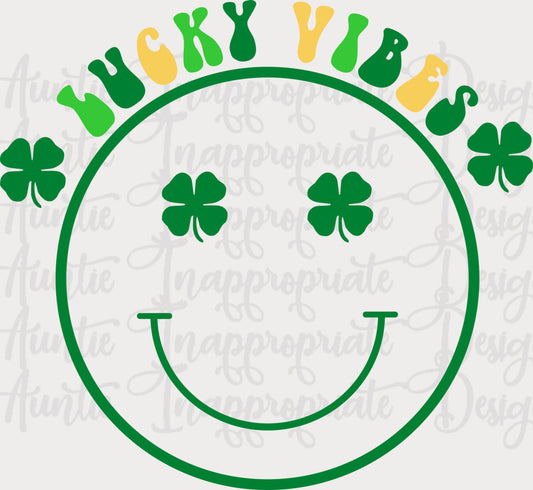 Lucky Vibes Smile St. Patricks Day Digital Svg File