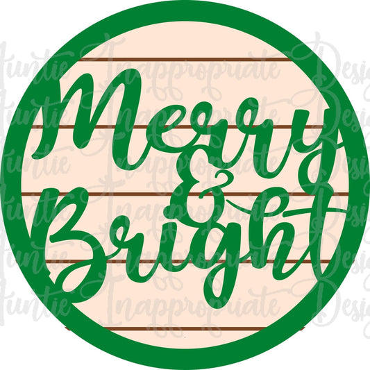 Merry And Bright Shiplap Round Digital Svg File