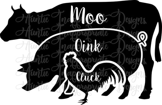 Moo Oink Cluck Farm Digital Svg File