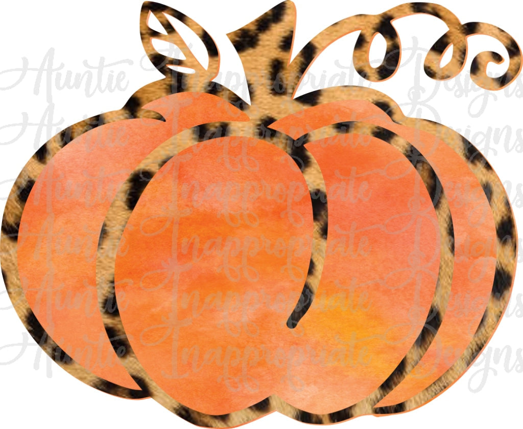 Orange Cheetah Pumpkin Sublimation File Png Printable Shirt Design Heat Transfer Htv Digital File