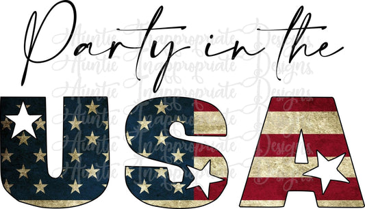 Party In The Usa Sublimation File Png Printable Shirt Design Heat Transfer Htv Digital File
