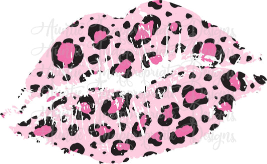 Pink Cheetah Lips Valentine Sublimation File Png Printable Shirt Design Heat Transfer Htv Digital