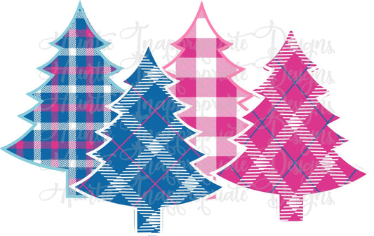 Plaid Christmas Trees Sublimation File Png Printable Shirt Design Heat Transfer Htv Digital File