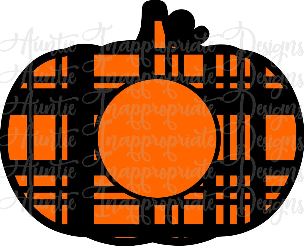 Plaid Pumpkin Monogram Digital Cut File Laser Glowforge Cutting Svg