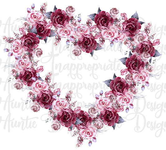 Rose Heart Valentine Sublimation File Png Printable Shirt Design Heat Transfer Htv Digital File