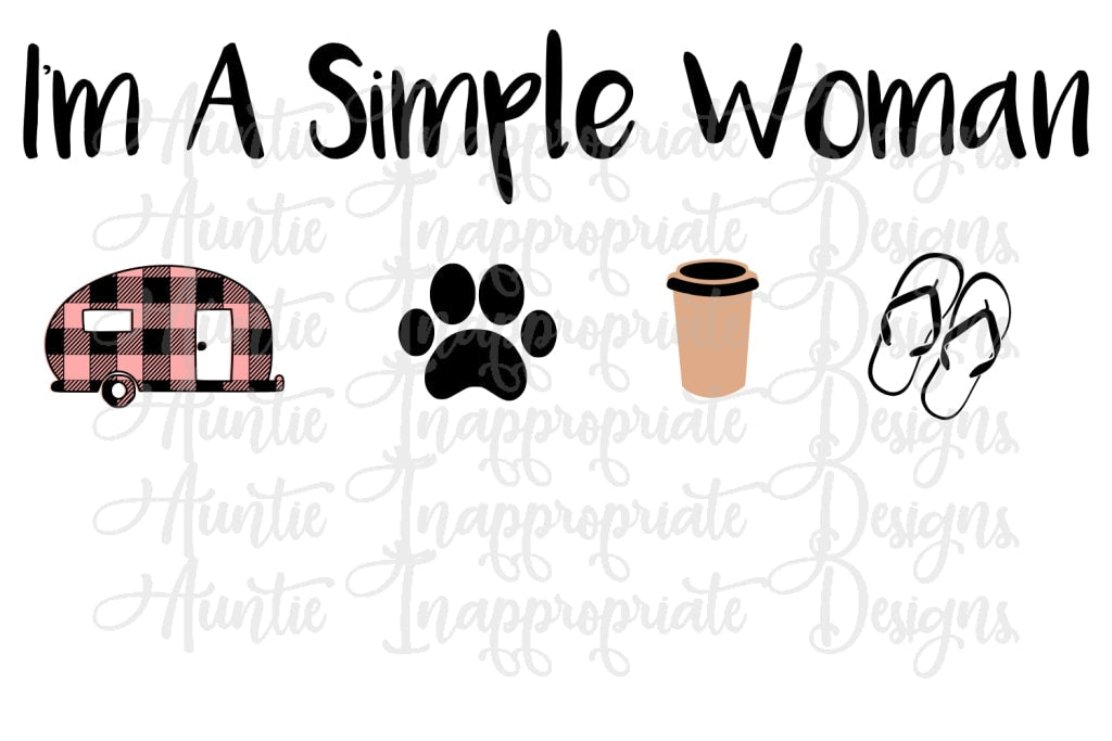 Simple Woman Camping Dog Coffee Flip Flops Digital Svg File