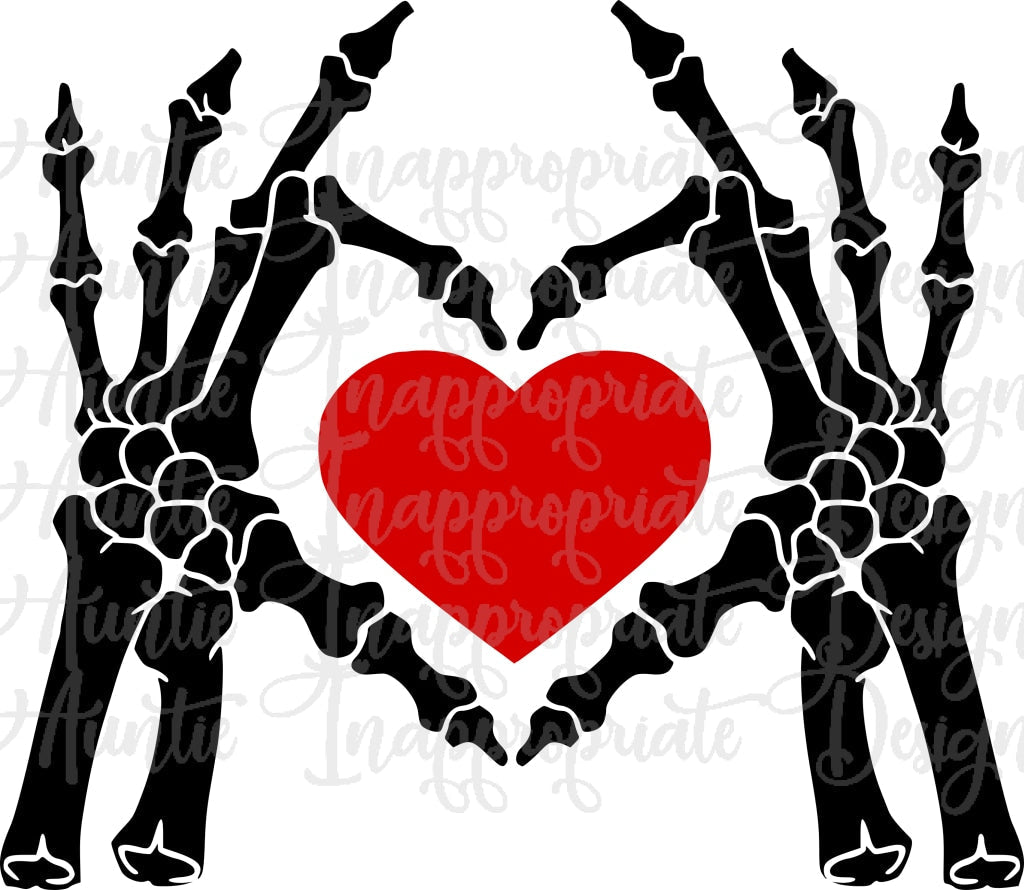 Skeleton Heart Hands Valentine Digital Svg File