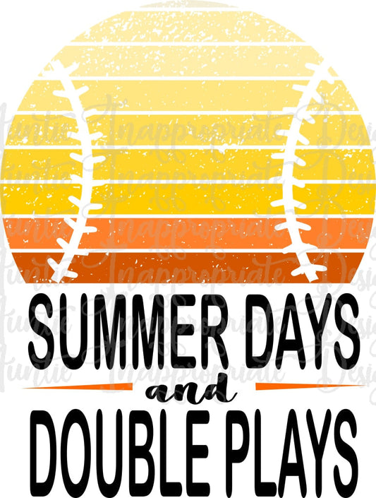 Summer Days And Double Plays Sublimation File Png Printable Shirt Design Heat Transfer Htv Digital