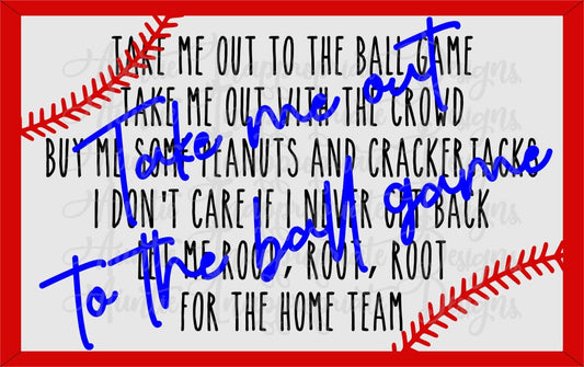 Take Me Out To The Ball Game Laser Ready Digital Svg File
