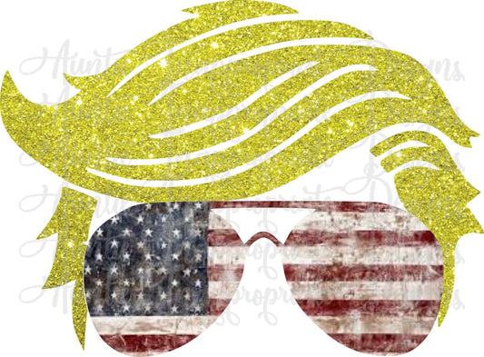Trump Hair Flag Glasses Sublimation File Png Printable Shirt Design Heat Transfer Htv Digital File