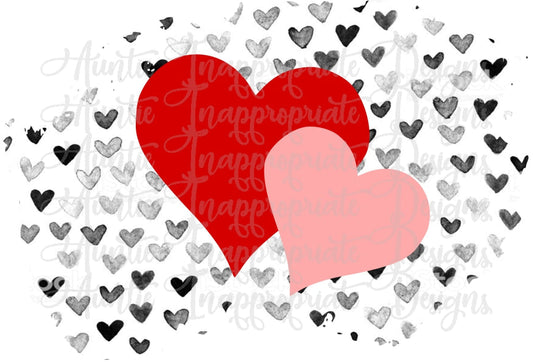 Watercolor Hearts Valentine Sublimation File Png Printable Shirt Design Heat Transfer Htv Digital