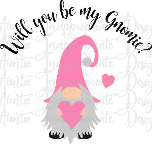 Will You Be My Gnomie Valentine Digital Svg File