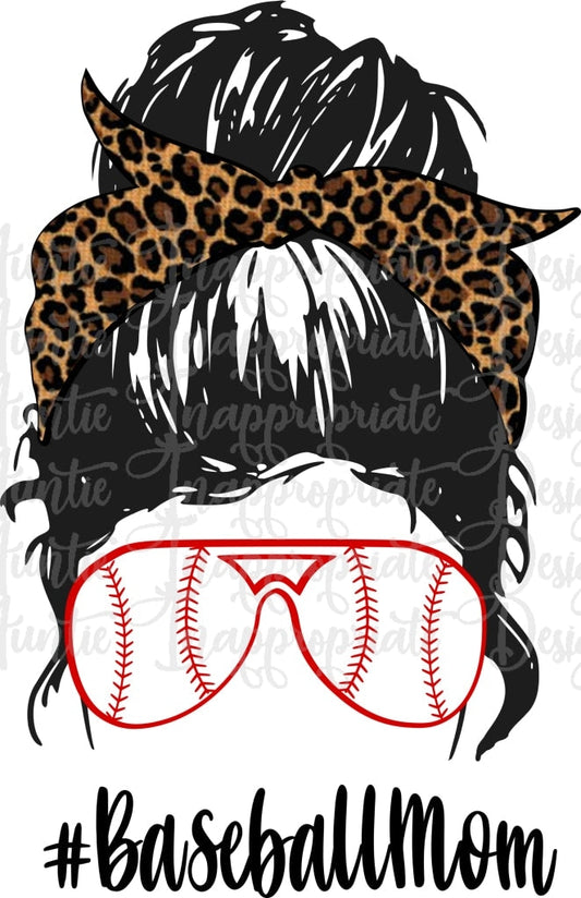 Baseball Mom Messy Bun Sublimation File Png Printable Shirt Design Heat Transfer Htv Digital File