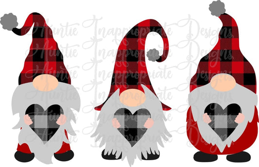 Buffalo Plaid Gnomes With Hearts Valentine Sublimation File Png Printable Shirt Design Heat Transfer