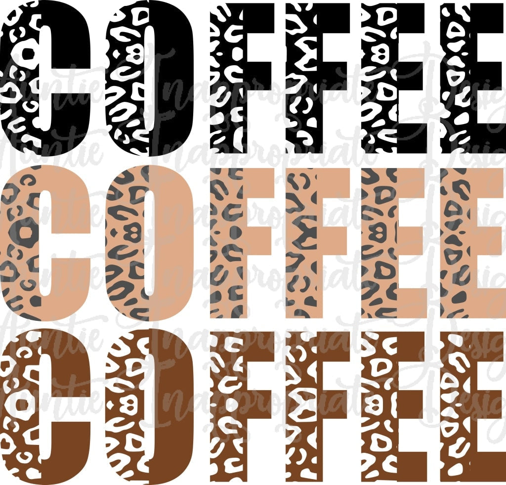 Coffee Leopard Sublimation File Png Printable Shirt Design Heat Transfer Htv Digital File