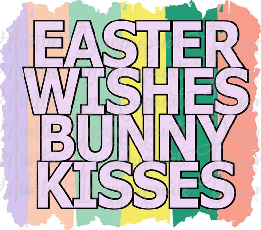 Easter Wishes Bunny Kisses Sublimation File Png Printable Shirt Design Heat Transfer Htv Digital