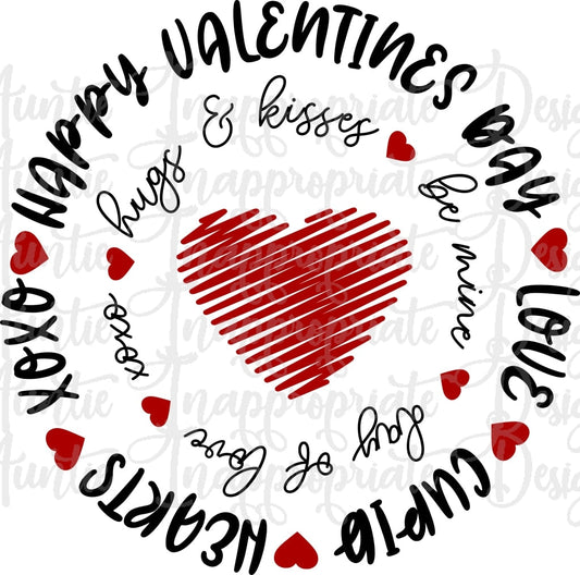 Happy Valentines Day Circle Digital Svg File