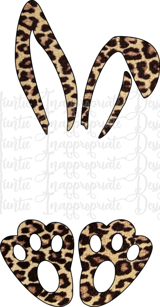 Leopard Bunny Ears And Feet Sublimation File Png Printable Shirt Design Heat Transfer Htv Digital