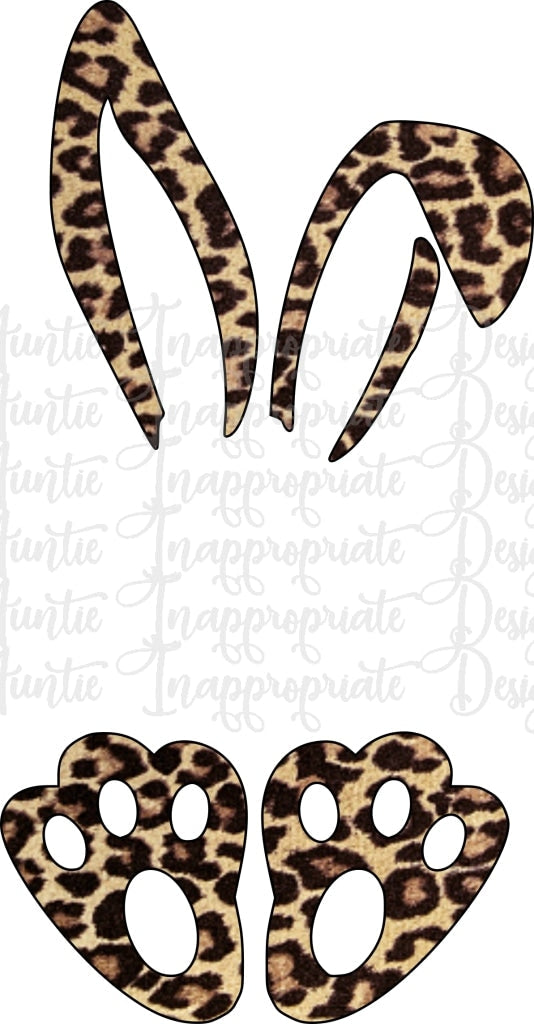 Leopard Bunny Ears And Feet Sublimation File Png Printable Shirt Design Heat Transfer Htv Digital