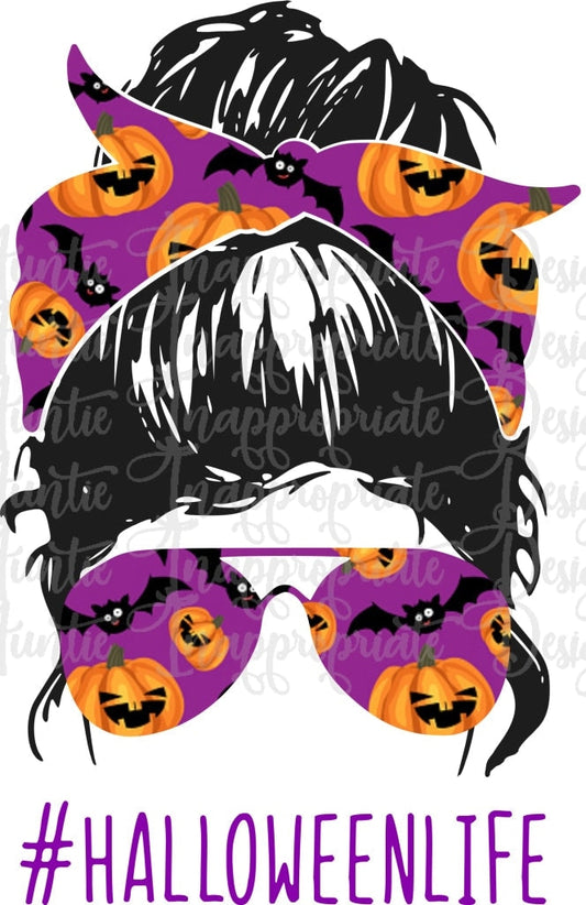 Messy Bun #halloweenlife Sublimation File Png Printable Shirt Design Heat Transfer Htv Digital File
